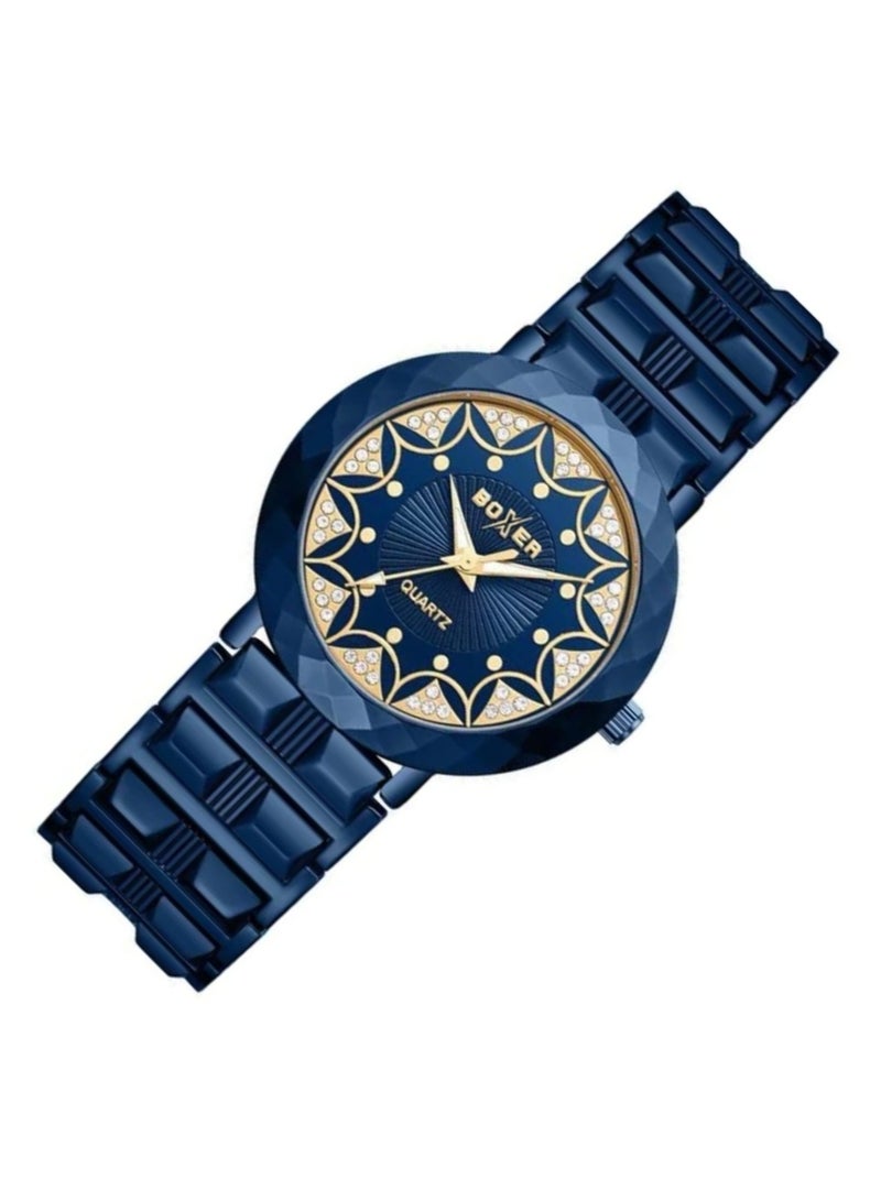 بوكسر ساعة يد نسائية تناظرية من بوكسر BX-073-7 - حزام أنيق من الفولاذ المقاوم للصدأ، ساعة أنيقة تناسب جميع الأذواق - Image 2