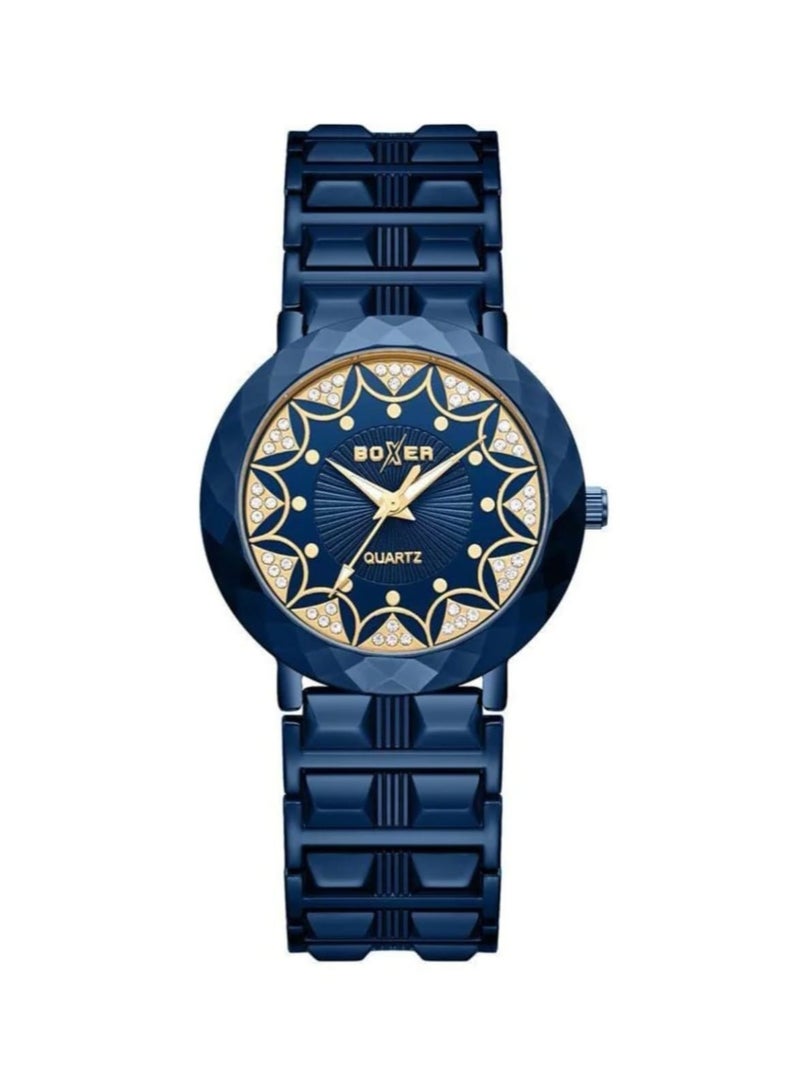 بوكسر ساعة يد نسائية تناظرية من بوكسر BX-073-7 - حزام أنيق من الفولاذ المقاوم للصدأ، ساعة أنيقة تناسب جميع الأذواق - Image 1