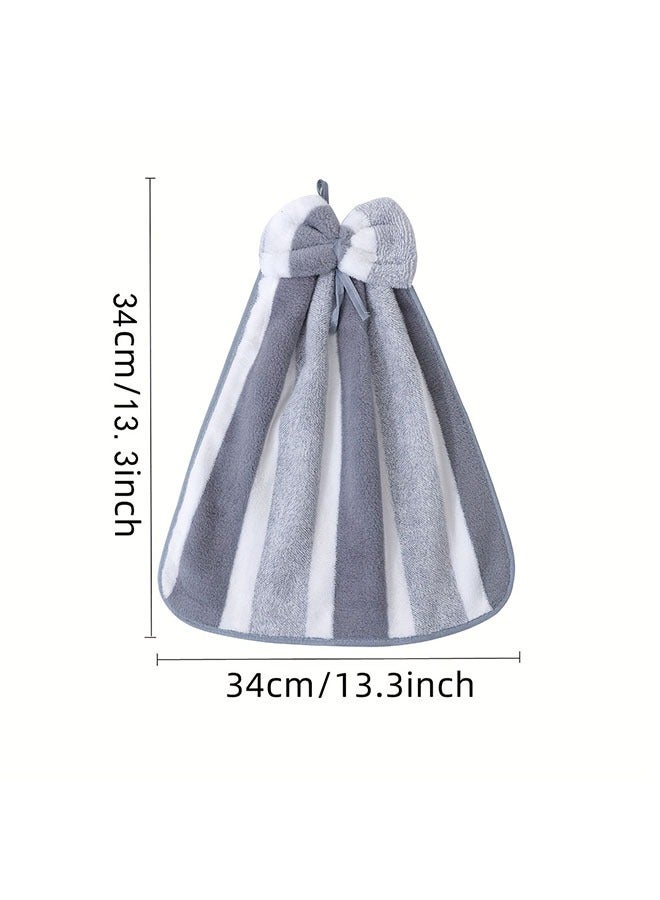 HOMESTAR 4 Pieces Hanging Hand Dry Towels with Bow Tie, Modern Coral Velvet Quick-Dry Towels, Absorbent Soft Polyester & Nylon Kitchen Cleaning Towels, Bathroom Supplies, Tea Towels, High Absorbency, Knitted Superfine Fiber - Image 4