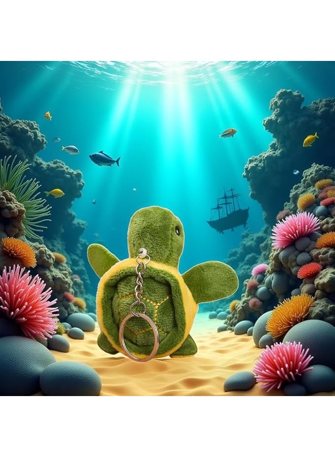 Smiski Plush Turtle Keychain - Cute Green Minimalist Character Soft Stuffed Animal Bag Charm Pendant - Image 4