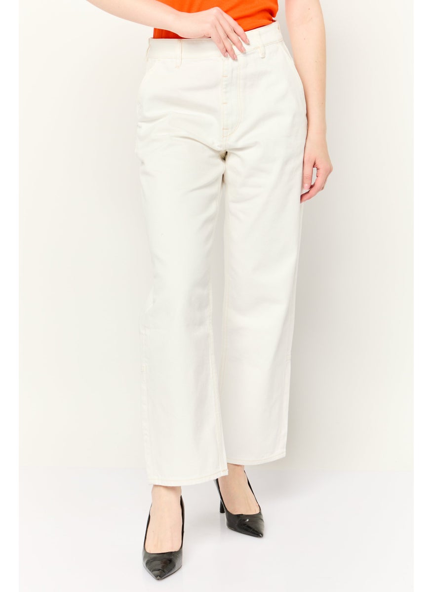 ESPRIT Women Dad Fit Plain Non-Stretchable Jeans, White  - Image 1