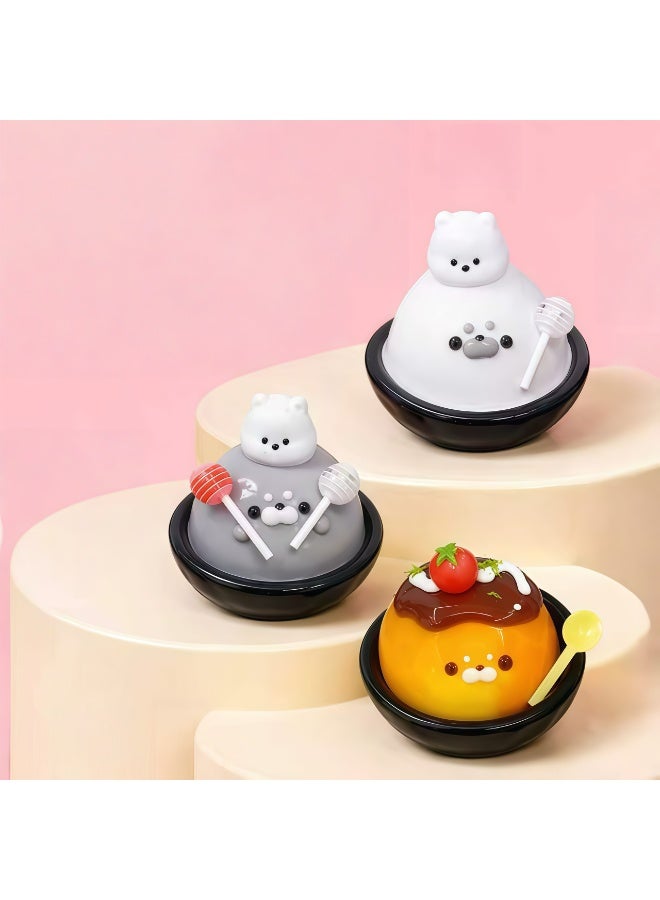 Cute Seal Squishy Toy 3 Pcs, White & Gray Lollipop Chef Seal + Pudding Seal Stress Relief Squeeze Toys, Soft Slow Rising Squishies Decor Gift for Kids Adults - Image 2