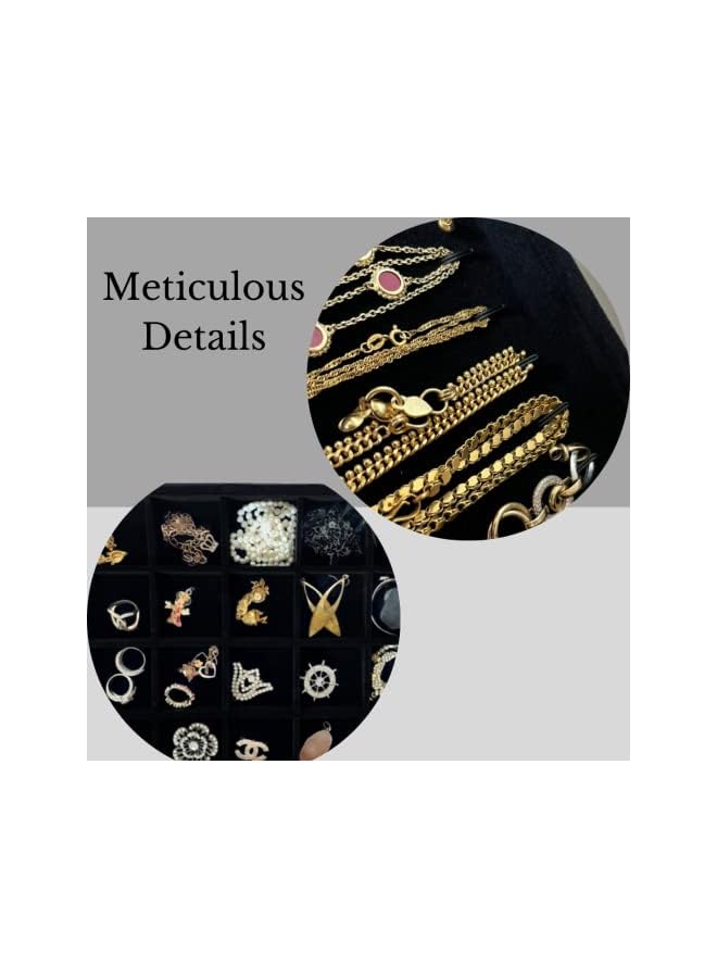 IAF Jewelry Trays Organizer, Velvet & Stackable Jewelry Trays to Display your Jewelry Perfect for Rings Earrings Bracelets Chokers Necklaces Anklets Pendant and Bangles (Set of 2B Black) - Image 2
