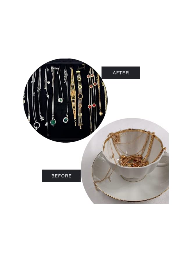 IAF Jewelry Trays Organizer, Velvet & Stackable Jewelry Trays to Display your Jewelry Perfect for Rings Earrings Bracelets Chokers Necklaces Anklets Pendant and Bangles (Set of 2B Black) - Image 3