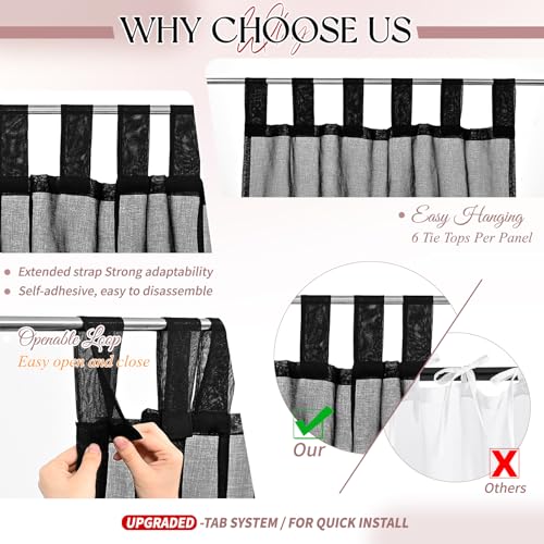 Showgeous 8 Panels Canopy Curtains White Canopy Bed Curtains for King Full/Queen and Twin Bed Frame,Eight Poster Bed Canopy Curtains Drapes,Sheer Canopy Bed Drapes with Top and Self-Adhesive Velcro (42"x74") - Image 5