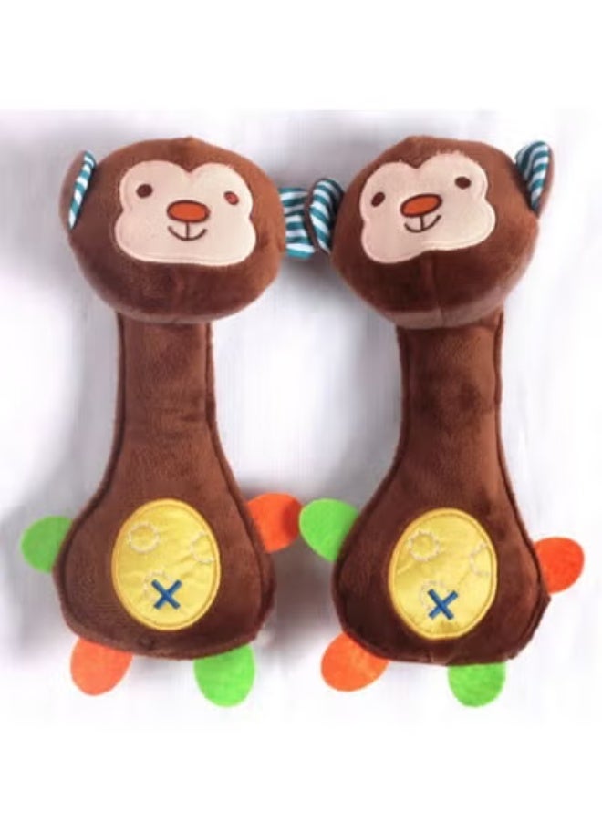 Gbee Cartoon Stuffed Animal Baby Soft Plush Hand Rattle Squeaker Sticks for Toddlers - Image 2