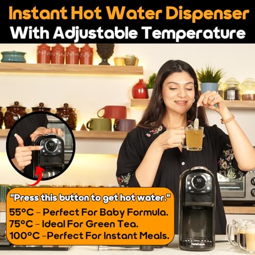 InstaCuppa 3-in-1 Espresso Coffee Maker Works with Ground Coffee, Pods & Capsules, Includes Electric Kettle Mode with Temperature Control, Adjustable Volume, Self-Cleaning, LED Touch Control & Display - Image 3