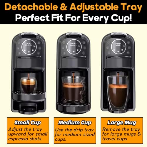 InstaCuppa 3-in-1 Espresso Coffee Maker Works with Ground Coffee, Pods & Capsules, Includes Electric Kettle Mode with Temperature Control, Adjustable Volume, Self-Cleaning, LED Touch Control & Display - Image 5
