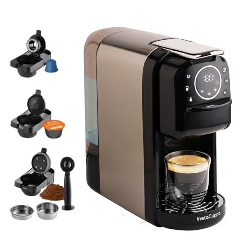 InstaCuppa 3-in-1 Espresso Coffee Maker Works with Ground Coffee, Pods & Capsules, Includes Electric Kettle Mode with Temperature Control, Adjustable Volume, Self-Cleaning, LED Touch Control & Display - Image 1
