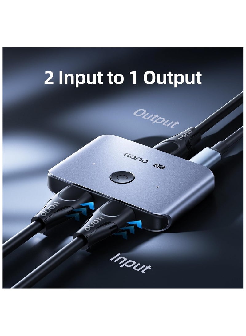llano HDMI 2.1 Switch | 8K HDMI Switcher | 4K@120Hz Bidirectional Splitter | Supports 8K@60Hz | Aluminum Selector for PS4/PS5, Xbox, Roku, Apple TV, Fire Stick, and Sony TV - Image 5