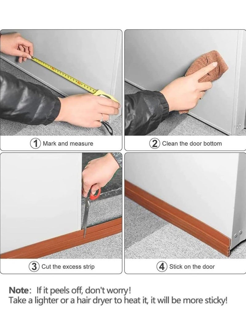 Door Draft Stopper Bottom Seal for Exterior and Interior Doors Blocker Insects Dust Noise Weather Stripping 2Wx39L Inches Brown - Image 4