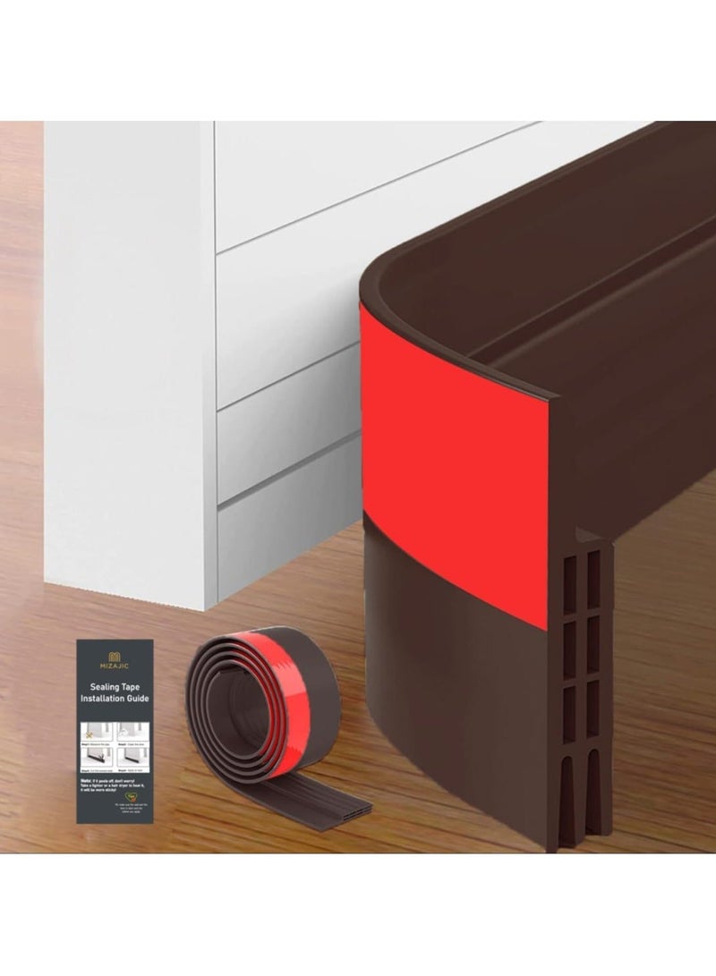 Door Draft Stopper Bottom Seal for Exterior and Interior Doors Blocker Insects Dust Noise Weather Stripping 2Wx39L Inches Brown - Image 1