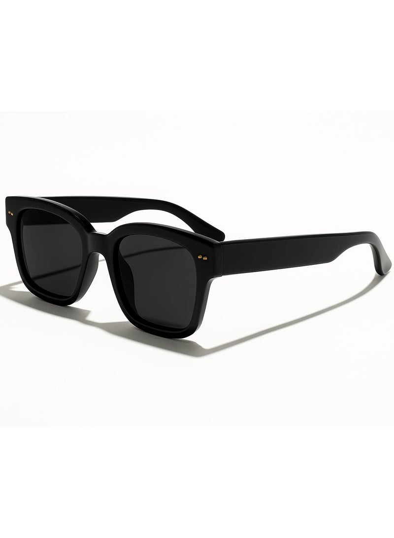 Retro Premium Unisex Square Frame Black Sunglasses with UV Protection – Stylish Classic Design for Men & Women - Image 1