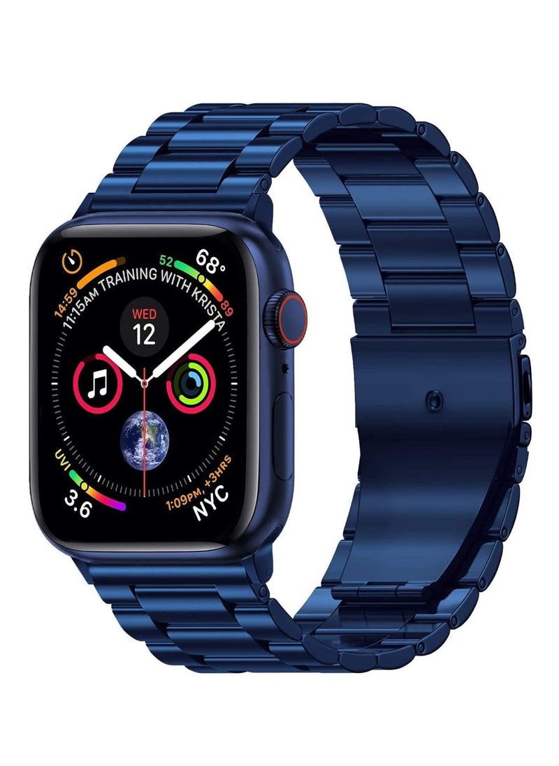 Generic - Compatible Apple Watch Band 49mm/45mm/44mm/42m Stainless Steel iWatch Band with Case for Apple Watch Series 8/7/6/5/4/3/2/1/SE/SE2/Ultra, Blue - Image 1