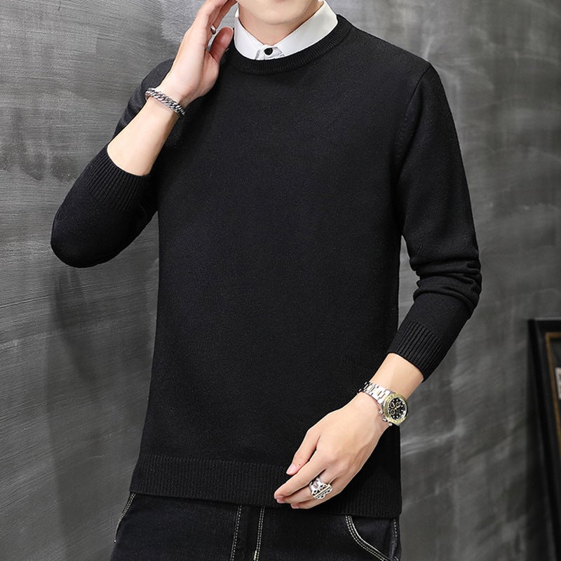 Asia Bay Men'S Youth Shirt Collar Sweater Fake Two-Piece Sweater Trend New (File) - Image 5