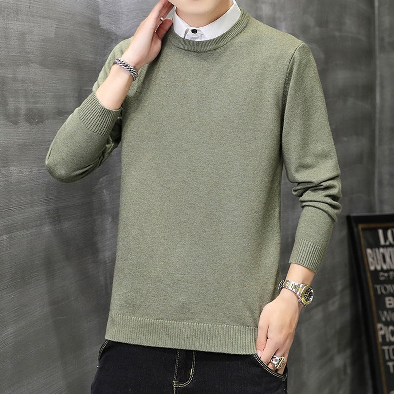 Asia Bay Men'S Youth Shirt Collar Sweater Fake Two-Piece Sweater Trend New (File) - Image 1