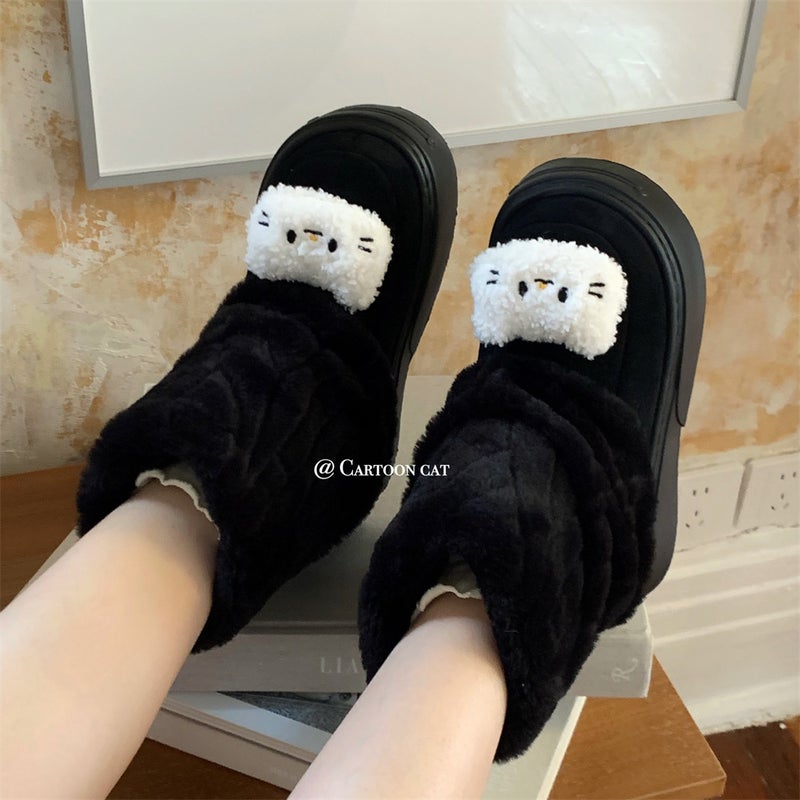 Vintage Women's Cute Kitten Snow Boots – Warm Suede Winter Footwear - Image 2