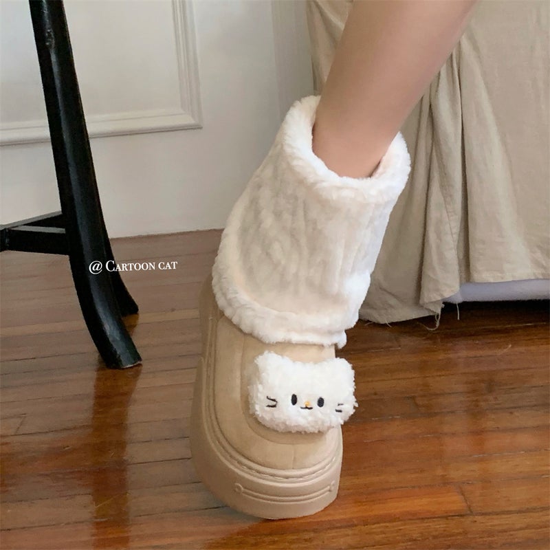 Vintage Women's Cute Kitten Snow Boots – Warm Suede Winter Footwear - Image 5