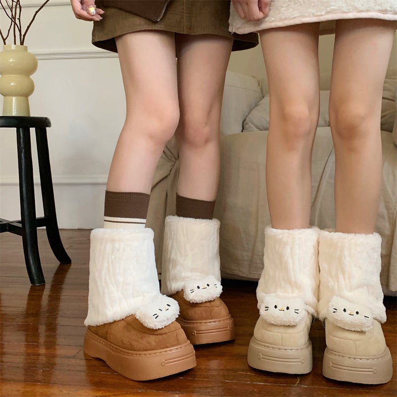 Vintage Women's Cute Kitten Snow Boots – Warm Suede Winter Footwear - Image 4