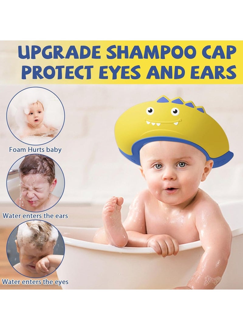 Generic - 1pc Baby Shower Cap Shield, Shower Cap for Kids, Visor Hat for Eye and Ear Protection for Children,Cute Dinosaur shape Makes the Baby Bath More Fun (Yellow) - Image 1