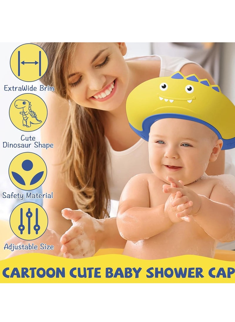 Generic - 1pc Baby Shower Cap Shield, Shower Cap for Kids, Visor Hat for Eye and Ear Protection for Children,Cute Dinosaur shape Makes the Baby Bath More Fun (Yellow) - Image 1