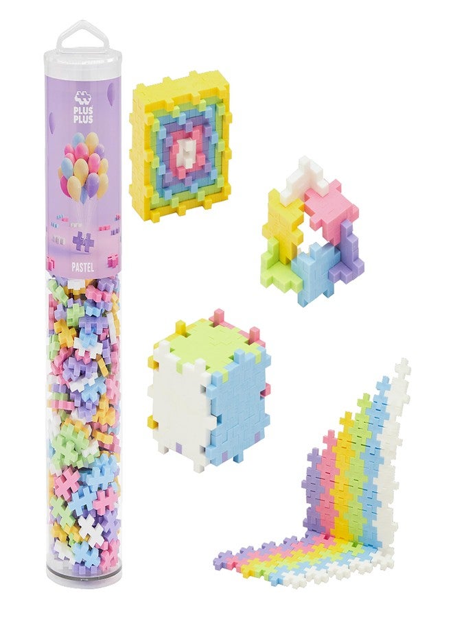 Plus-Plus PLUS PLUS 240 Piece Interlocking Building Blocks for Kids, Open Ended Connecting Toys, STEM Bin Classroom Mini Manipulatives - Pastel Mix Play Tube - Image 1
