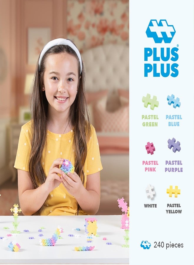 Plus-Plus PLUS PLUS 240 Piece Interlocking Building Blocks for Kids, Open Ended Connecting Toys, STEM Bin Classroom Mini Manipulatives - Pastel Mix Play Tube - Image 2