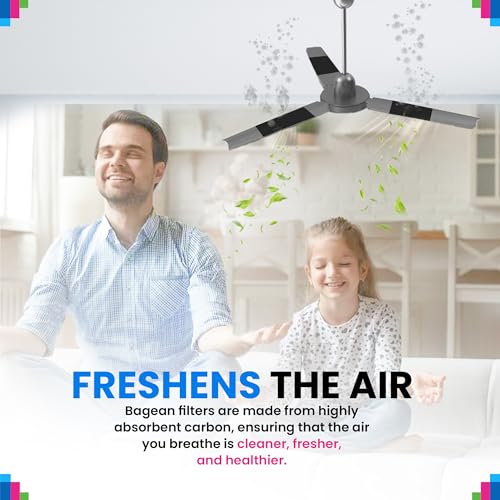 Bagean Ceiling Fan Filters for Blades - Coconut Shell Activated Carbon Unscented Dust Catcher Ceiling Fan Filter - Easy Peel & Stick on Fans - Blade Air Purifier Pads Absorbs Odor & Freshens the Air (10-Pcs) - Image 5