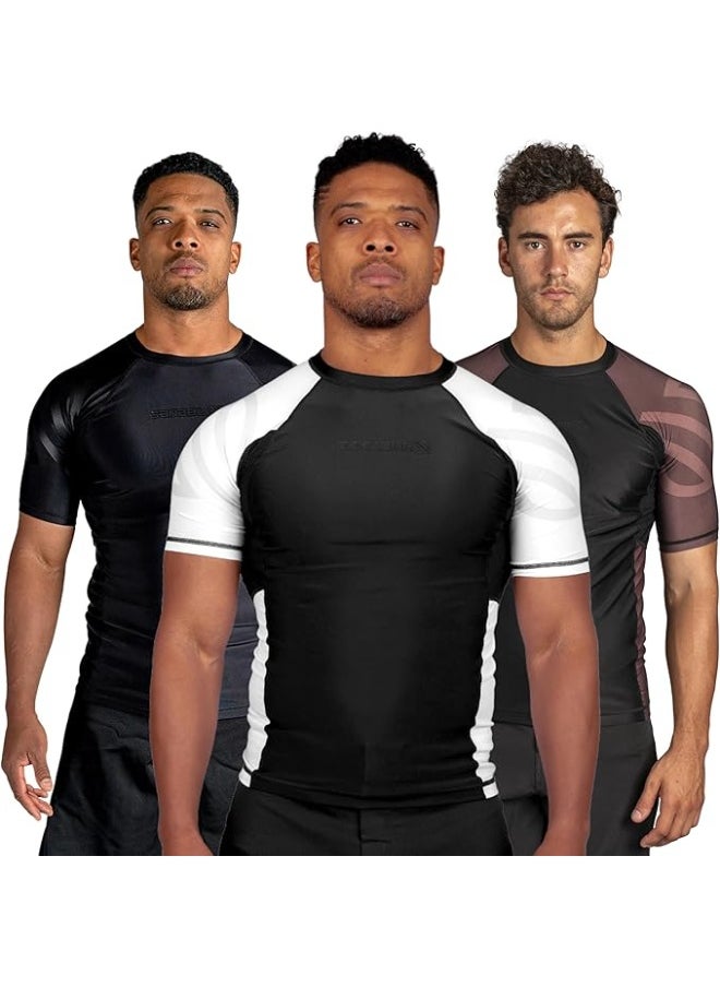 Sanabul  Essential Short Sleeve Compression Shirt For Men | Mma Wrestling Jiu Jitsu Bjj Base Layer Rash Guard | Workout Men'S Compression Shirt (2X-Large, White)  - Image 1