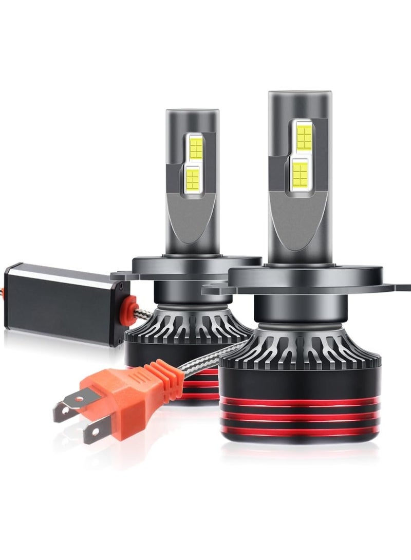 2pcs 65W LED Chip Bulbs 4000LM Super Bright, 6000K White Driving Lights, 50000+ Hours with Fan and Copper Heat Sink Panel, Easy Plug-N-Play, IP68, Driving Fog Spot Light Assemblies (H4) - Image 1