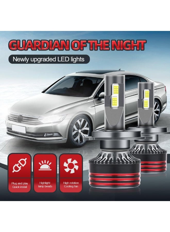 2pcs 65W LED Chip Bulbs 4000LM Super Bright, 6000K White Driving Lights, 50000+ Hours with Fan and Copper Heat Sink Panel, Easy Plug-N-Play, IP68, Driving Fog Spot Light Assemblies (H4) - Image 2