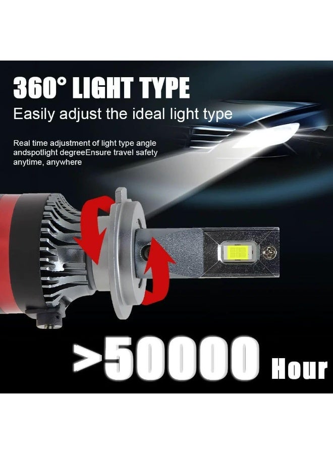 2pcs 65W LED Chip Bulbs 4000LM Super Bright, 6000K White Driving Lights, 50000+ Hours with Fan and Copper Heat Sink Panel, Easy Plug-N-Play, IP68, Driving Fog Spot Light Assemblies (H4) - Image 3