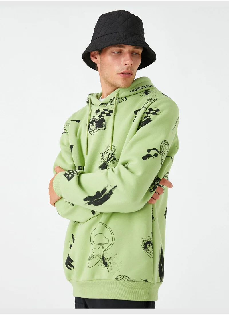 كوتون Skull Printed Hoodie