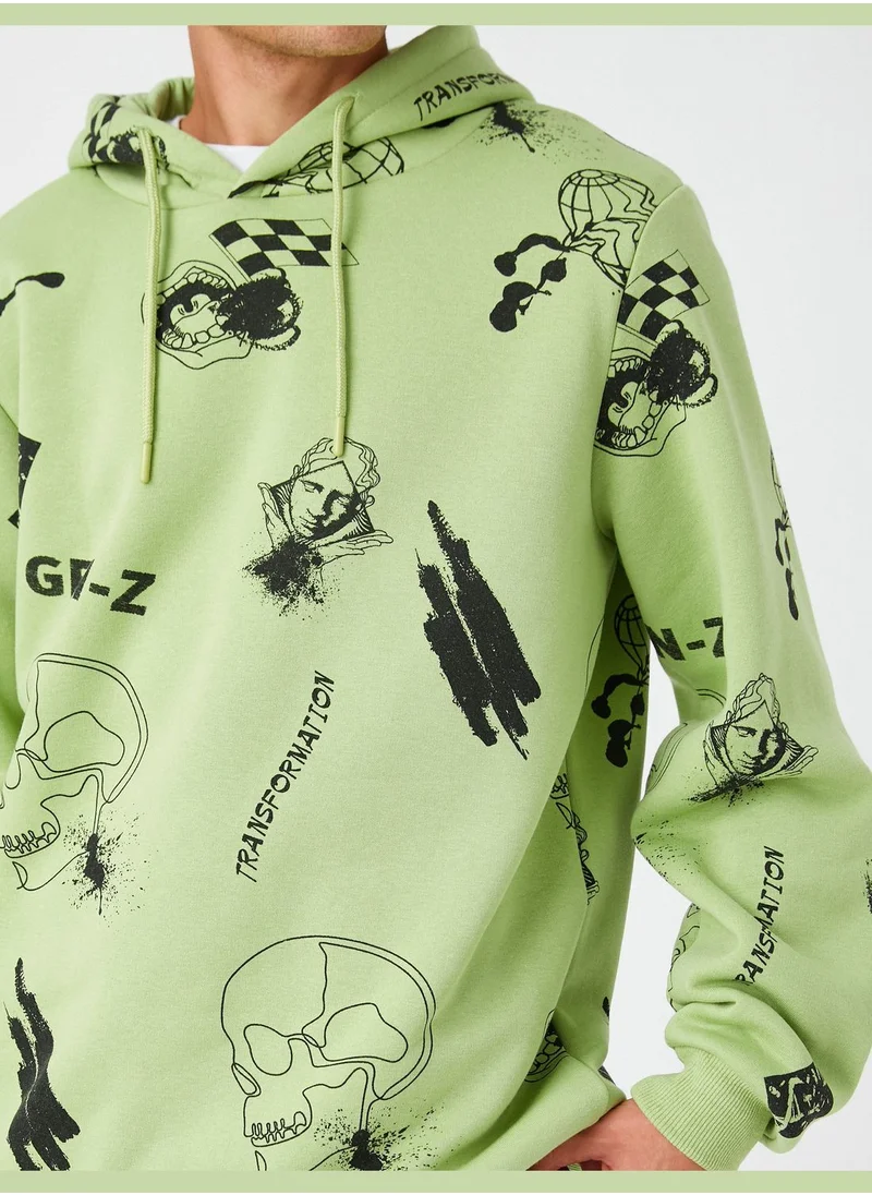 كوتون Skull Printed Hoodie