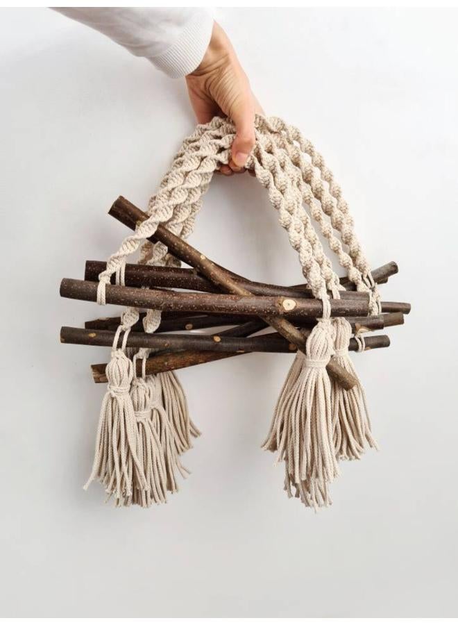 انتيكيانو حامل مناديل خارجي مكرمية من خيوط القطن، حامل ورق مكرمية يثبت على الحائط - Image 2