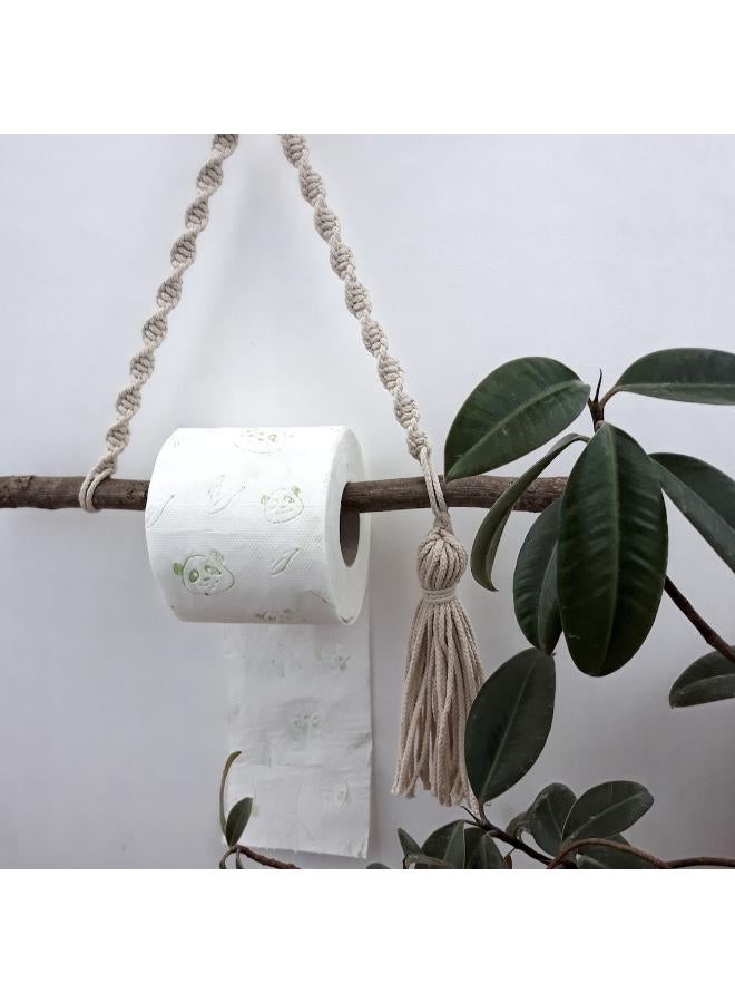 انتيكيانو حامل مناديل خارجي مكرمية من خيوط القطن، حامل ورق مكرمية يثبت على الحائط - Image 4