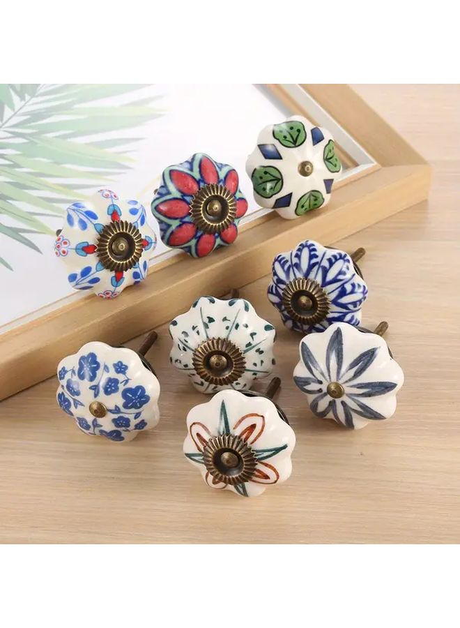 Vintage Ceramic Cabinet Knobs 2pcs Antique Floral Drawer Pulls Multi Color Furniture Hardware - Image 1