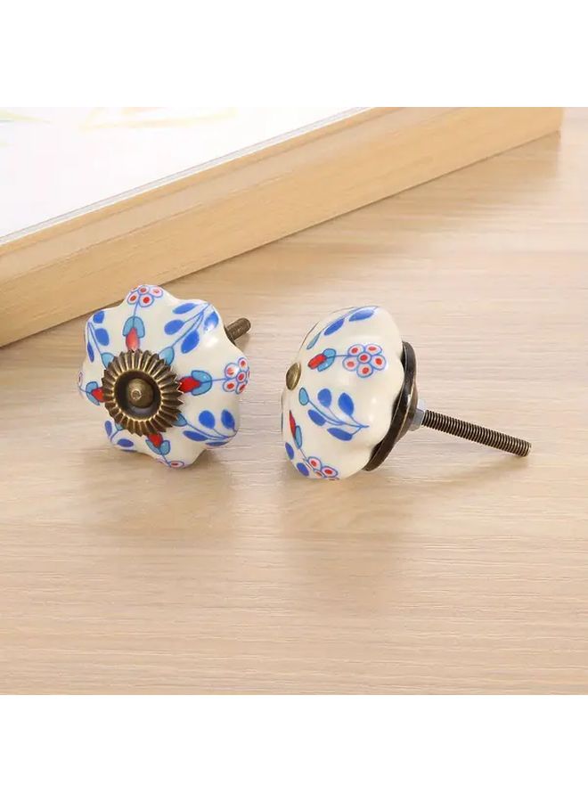 Vintage Ceramic Cabinet Knobs 2pcs Antique Floral Drawer Pulls Multi Color Furniture Hardware - Image 5