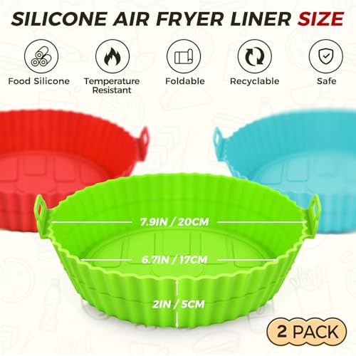 Fuelbyte 1 Pcs Silicone Air Fryer Accessories Set Includes Air Fryer Basket Bowl Baking Air Fryer Tray Liners Cake Moulds Tray Liner for Baking Roasting Frying - Image 2