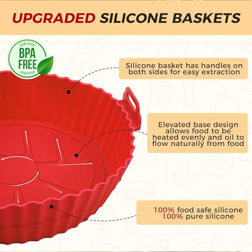 Fuelbyte 1 Pcs Silicone Air Fryer Accessories Set Includes Air Fryer Basket Bowl Baking Air Fryer Tray Liners Cake Moulds Tray Liner for Baking Roasting Frying - Image 5