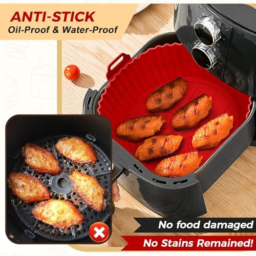 Fuelbyte 1 Pcs Silicone Air Fryer Accessories Set Includes Air Fryer Basket Bowl Baking Air Fryer Tray Liners Cake Moulds Tray Liner for Baking Roasting Frying - Image 3