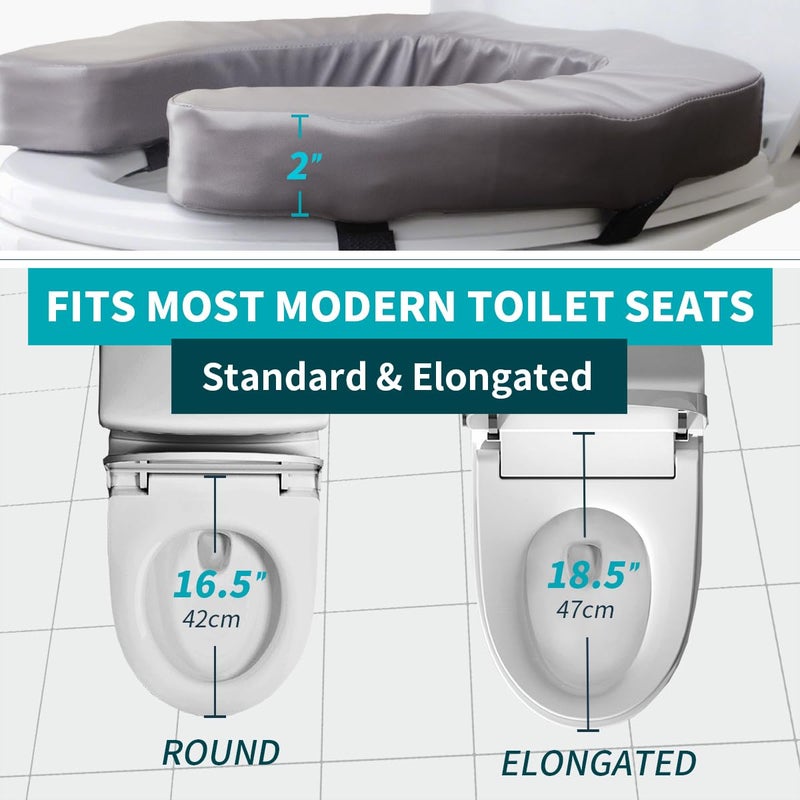 QIUCHA Raised Toilet Seat Cushion for Elderly - Adds 2 inches - U Shape Toilet Seat Riser with High-Density Foam for Enhanced Comfort & Elevation, Universal Fit - Image 3