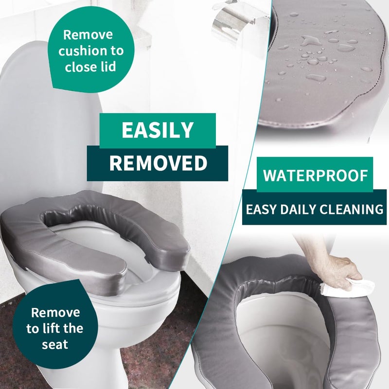 QIUCHA Raised Toilet Seat Cushion for Elderly - Adds 2 inches - U Shape Toilet Seat Riser with High-Density Foam for Enhanced Comfort & Elevation, Universal Fit - Image 5