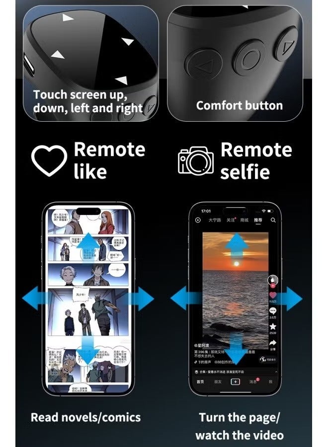  أورا سيليكت خاتم بلوتوث للتحكم باللمس أجهزة الاتصال اللاسلكي  - خاتم TikTok Scrolling Ring، ماوس هاتف يعمل باللمس، قارئ كتب إلكترونية مع ميزة الإعجاب التلقائي والتمرير البطيء، متوافق مع أجهزة iPhone و Android، مساعد البث المباشر والتقاط الصور الذاتية - Image 5