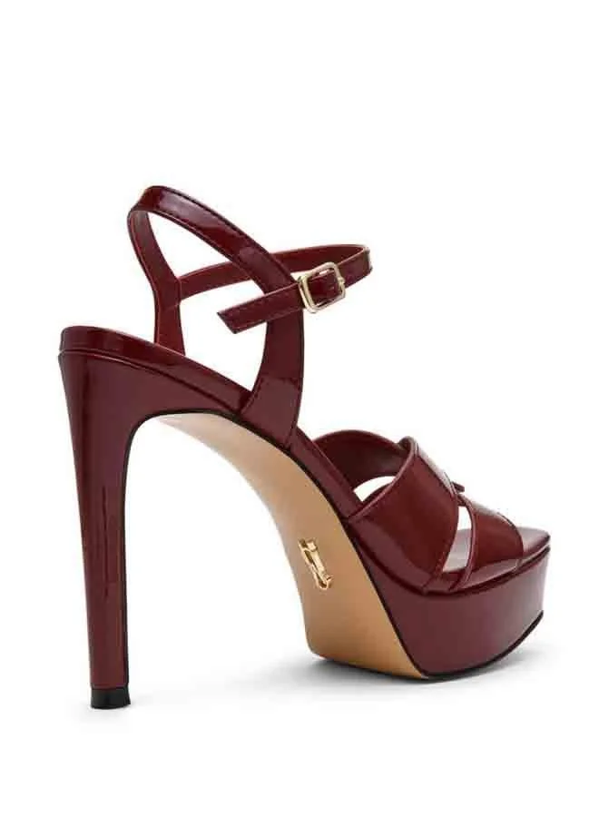 Steve Madden Lavisher Women Wine Patent Platform Heels