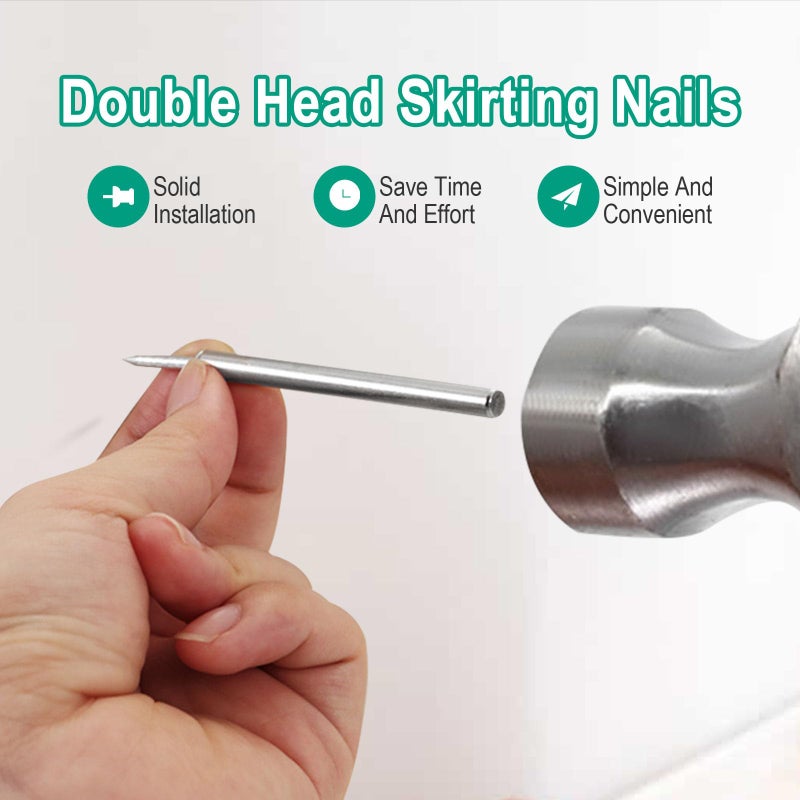 Sekvira 250 Pcs Double-Head Skirting Thread Seamless Nail, Double-Headed Nails, Invisible Screws & Specific Sleeve Tool, for Seamless Skirting Thread with Solid Wood Baseboard. - Image 3