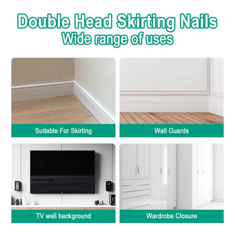 Sekvira 250 Pcs Double-Head Skirting Thread Seamless Nail, Double-Headed Nails, Invisible Screws & Specific Sleeve Tool, for Seamless Skirting Thread with Solid Wood Baseboard. - Image 5