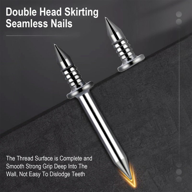 Sekvira 250 Pcs Double-Head Skirting Thread Seamless Nail, Double-Headed Nails, Invisible Screws & Specific Sleeve Tool, for Seamless Skirting Thread with Solid Wood Baseboard. - Image 4