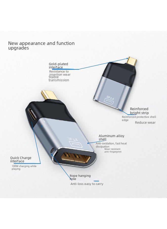Type-c Female To Hdtv Computer Tv Monitor Adapter 4k60hz Dp1.4 Network Port Rj45-Number Of Interfaces:First Generation Rj45 Short Line