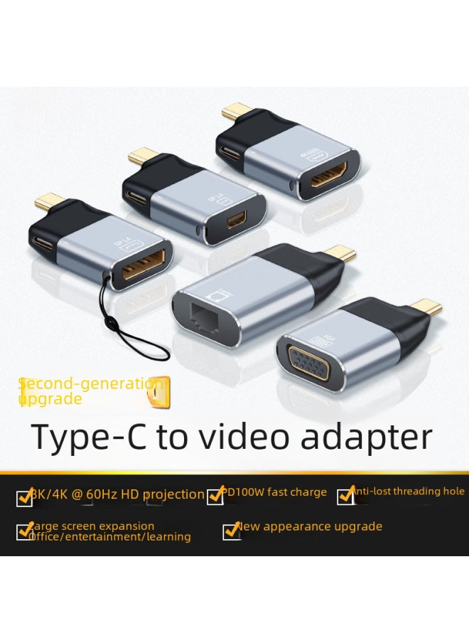 Type-c Female To Hdtv Computer Tv Monitor Adapter 4k60hz Dp1.4 Network Port Rj45-Number Of Interfaces:First Generation Rj45 Short Line